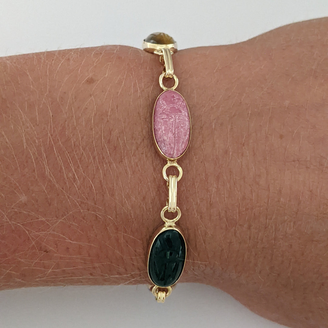 14K SCARAB OVAL (6) 7X14 ESTATE BRACELET 8.4 GRAMS