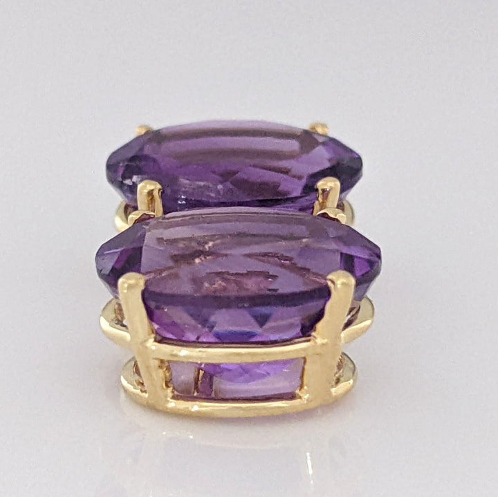 14K AMETHYST OVAL 10X12 ESTATE STUD EARRINGS 3.6 GRAMS
