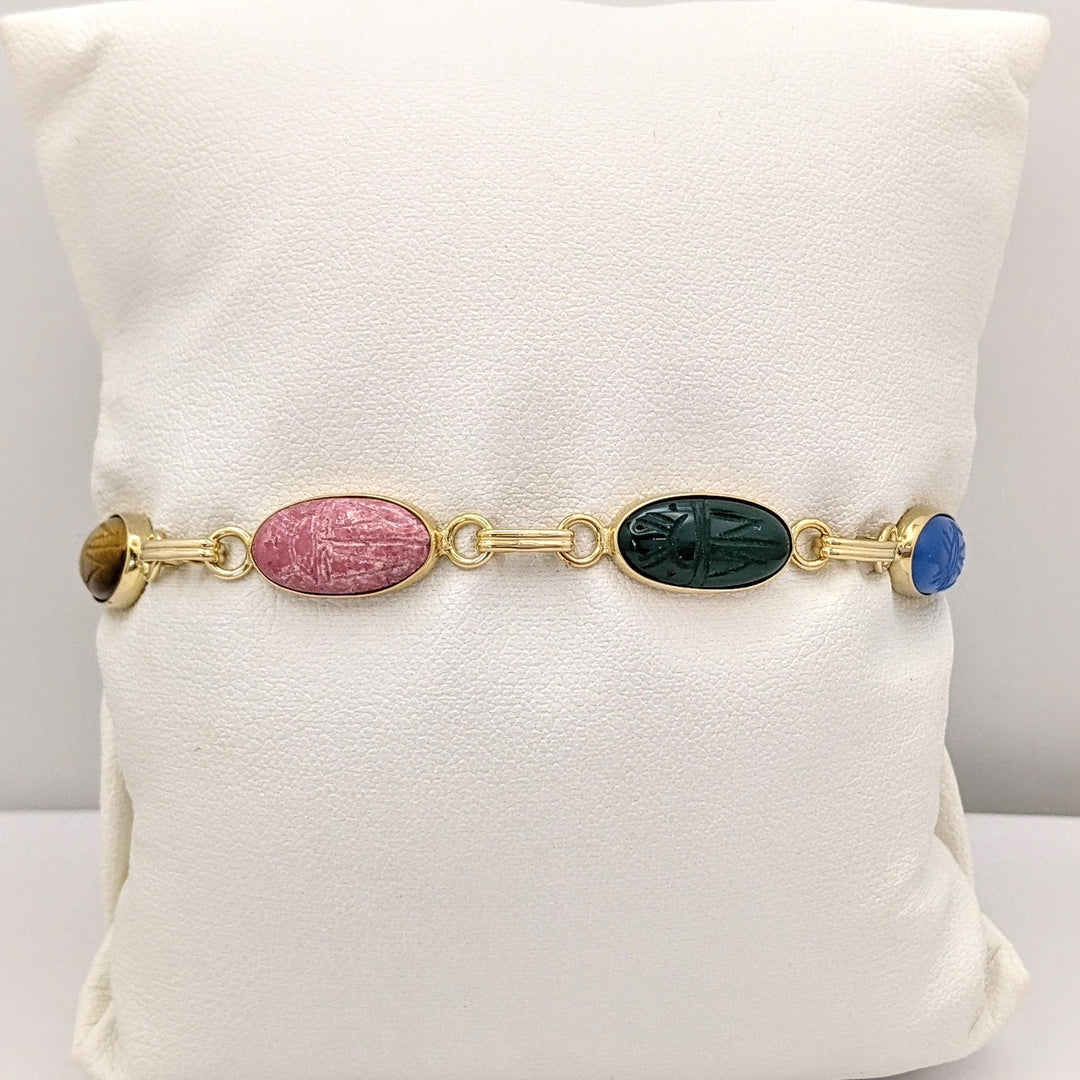 14K SCARAB OVAL (6) 7X14 ESTATE BRACELET 8.4 GRAMS