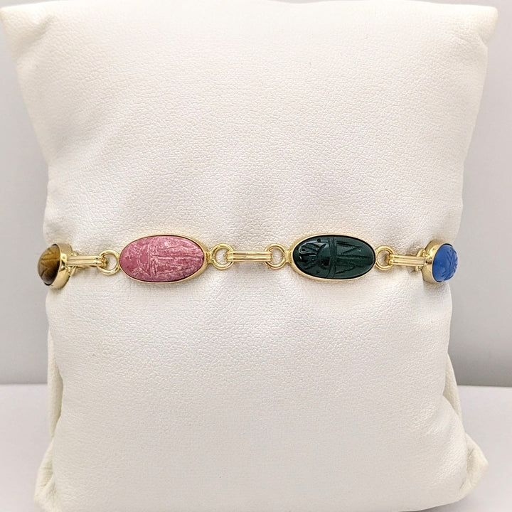 14K SCARAB OVAL (6) 7X14 ESTATE BRACELET 8.4 GRAMS