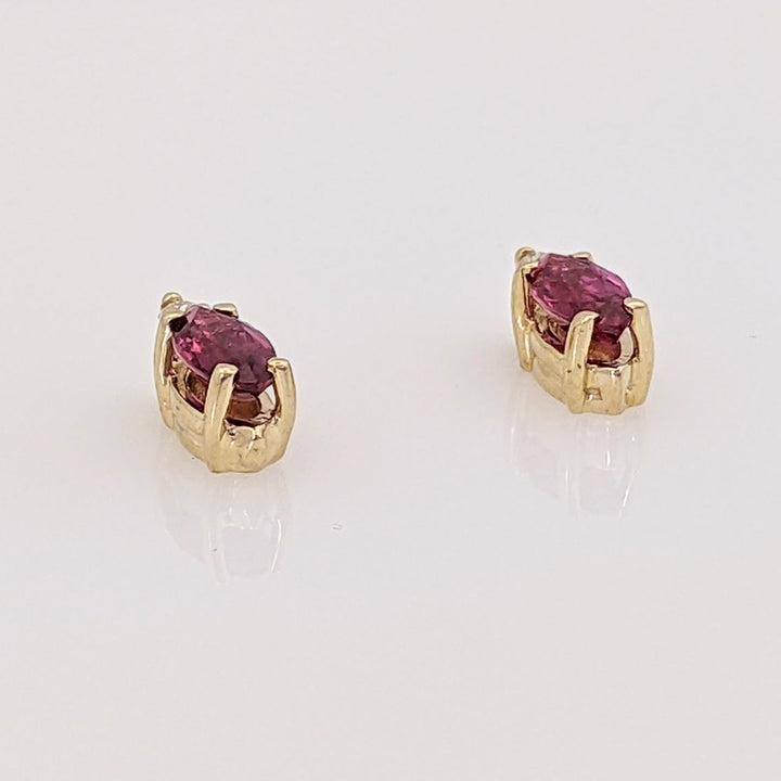 14K PINK SAPPHIRE MARQUISE 3X6 WITH MELEE ESTATE EARRINGS 1.1 GRAMS