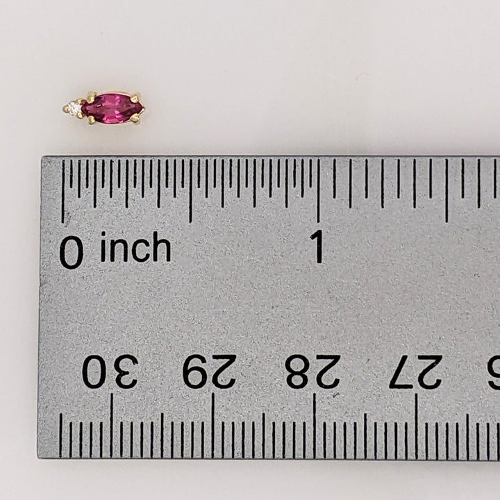 14K PINK SAPPHIRE MARQUISE 3X6 WITH MELEE ESTATE EARRINGS 1.1 GRAMS