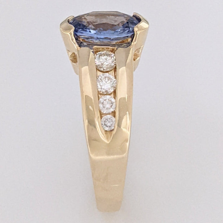14K SAPPHIRE OVAL 7X9 WITH .59 DIAMOND TOTAL WEIGHT (24) ROUND ESTATE RING 8.1 GRAMS