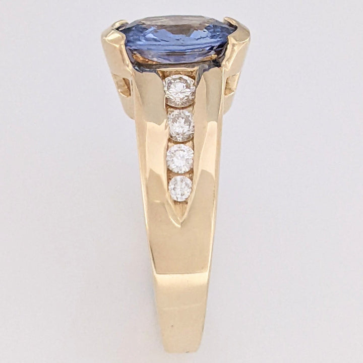 14K SAPPHIRE OVAL 7X9 WITH .59 DIAMOND TOTAL WEIGHT (24) ROUND ESTATE RING 8.1 GRAMS