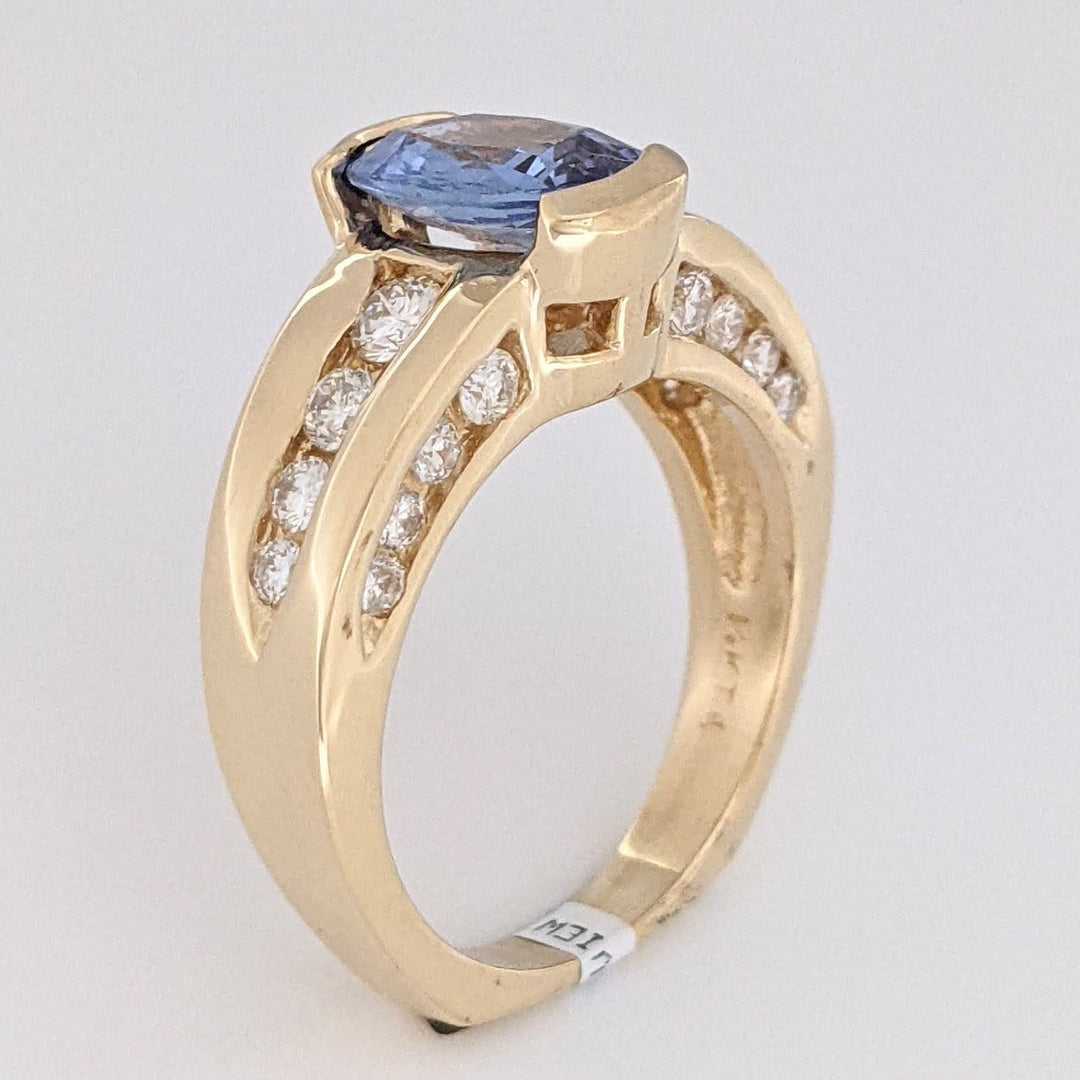 14K SAPPHIRE OVAL 7X9 WITH .59 DIAMOND TOTAL WEIGHT (24) ROUND ESTATE RING 8.1 GRAMS