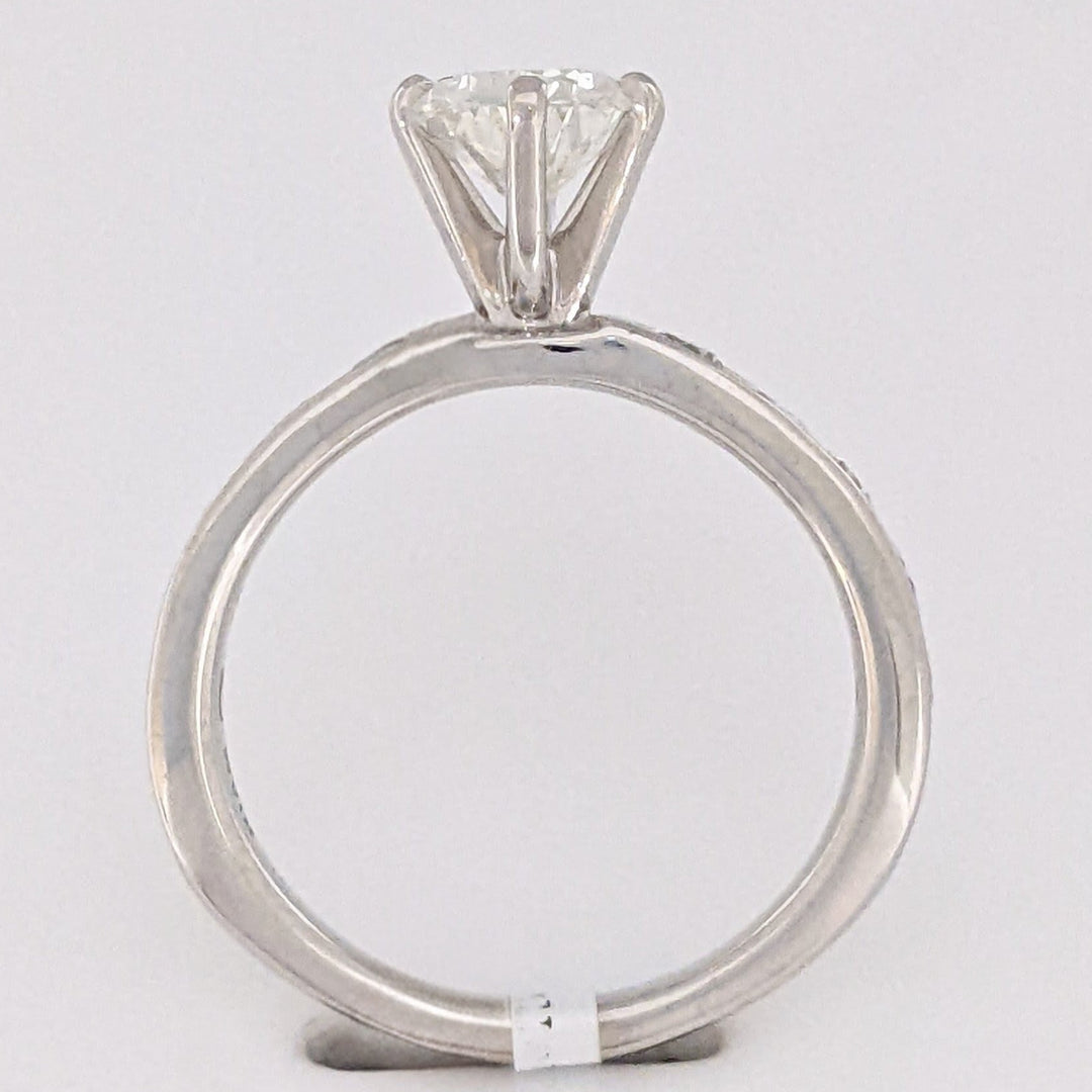 14K WHITE 2.39 CARAT TOTAL WEIGHT I1 K DIAMOND PEAR WITH (10) ROUND CHANNEL DIAMOND ESTATE RING 4.1 GRAMS