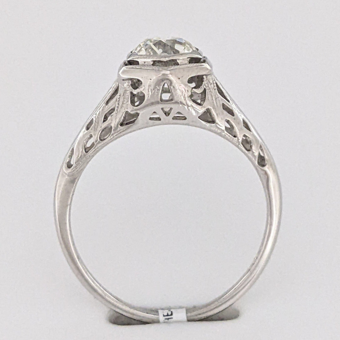 14K WHITE .84 CARAT TOTAL VS2 M DIAMOND ROUND EURO ANTIQUE STYLE ESTATE RING 2.9 GRAMS