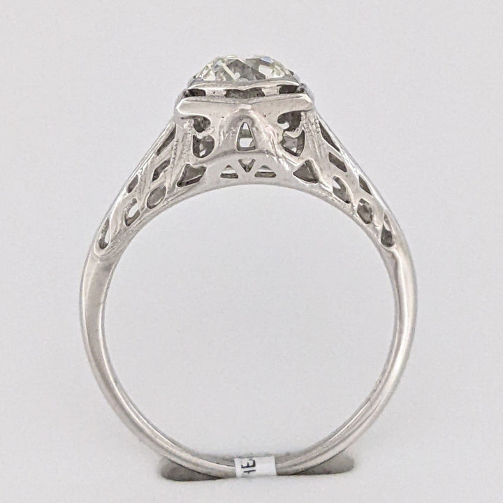 14K WHITE .84 CARAT TOTAL VS2 M DIAMOND ROUND EURO ANTIQUE STYLE ESTATE RING 2.9 GRAMS