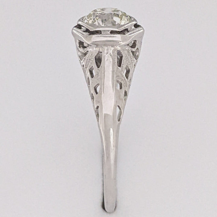 14K WHITE .84 CARAT TOTAL VS2 M DIAMOND ROUND EURO ANTIQUE STYLE ESTATE RING 2.9 GRAMS
