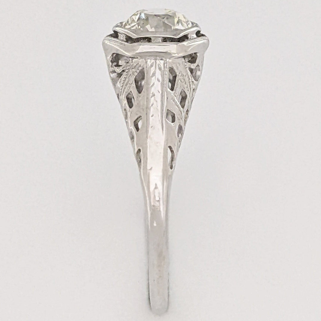 14K WHITE .84 CARAT TOTAL VS2 M DIAMOND ROUND EURO ANTIQUE STYLE ESTATE RING 2.9 GRAMS