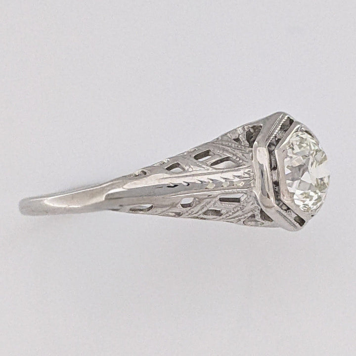 14K WHITE .84 CARAT TOTAL VS2 M DIAMOND ROUND EURO ANTIQUE STYLE ESTATE RING 2.9 GRAMS