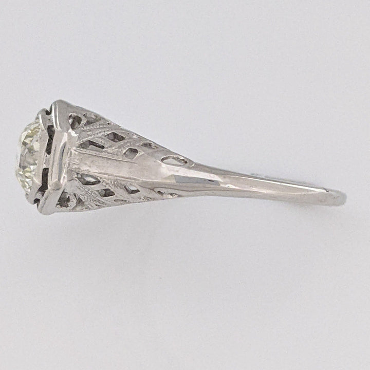 14K WHITE .84 CARAT TOTAL VS2 M DIAMOND ROUND EURO ANTIQUE STYLE ESTATE RING 2.9 GRAMS
