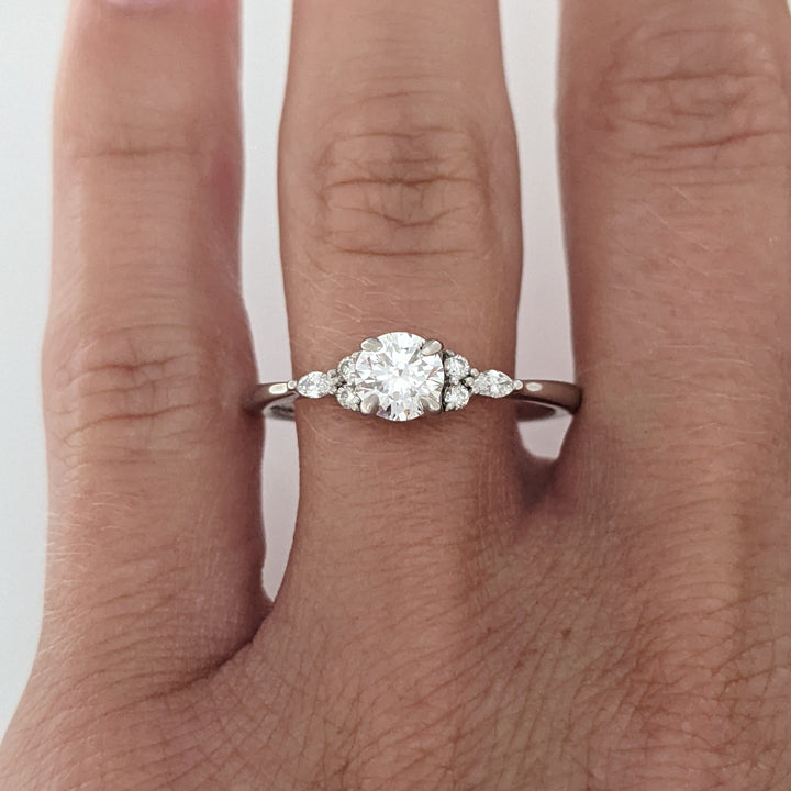 14K WHITE .62 CARAT TOTAL WEIGHT DIAMOND ROUND (5) MARQUISE (2) ESTATE RING 2.9 GRAMS
