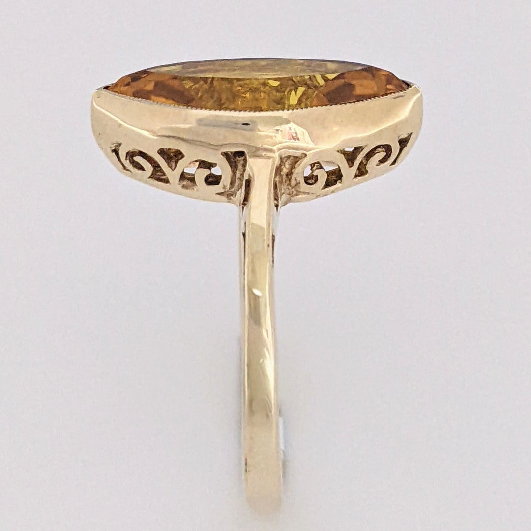 10K LAB-CREATED YELLOW SAPPHIRE MARQUISE 8X16 ESTATE BEZEL RING 3.2 GRAMS