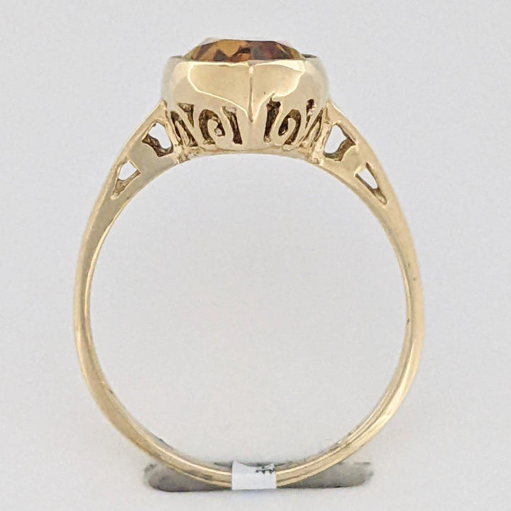 10K LAB-CREATED YELLOW SAPPHIRE MARQUISE 8X16 ESTATE BEZEL RING 3.2 GRAMS