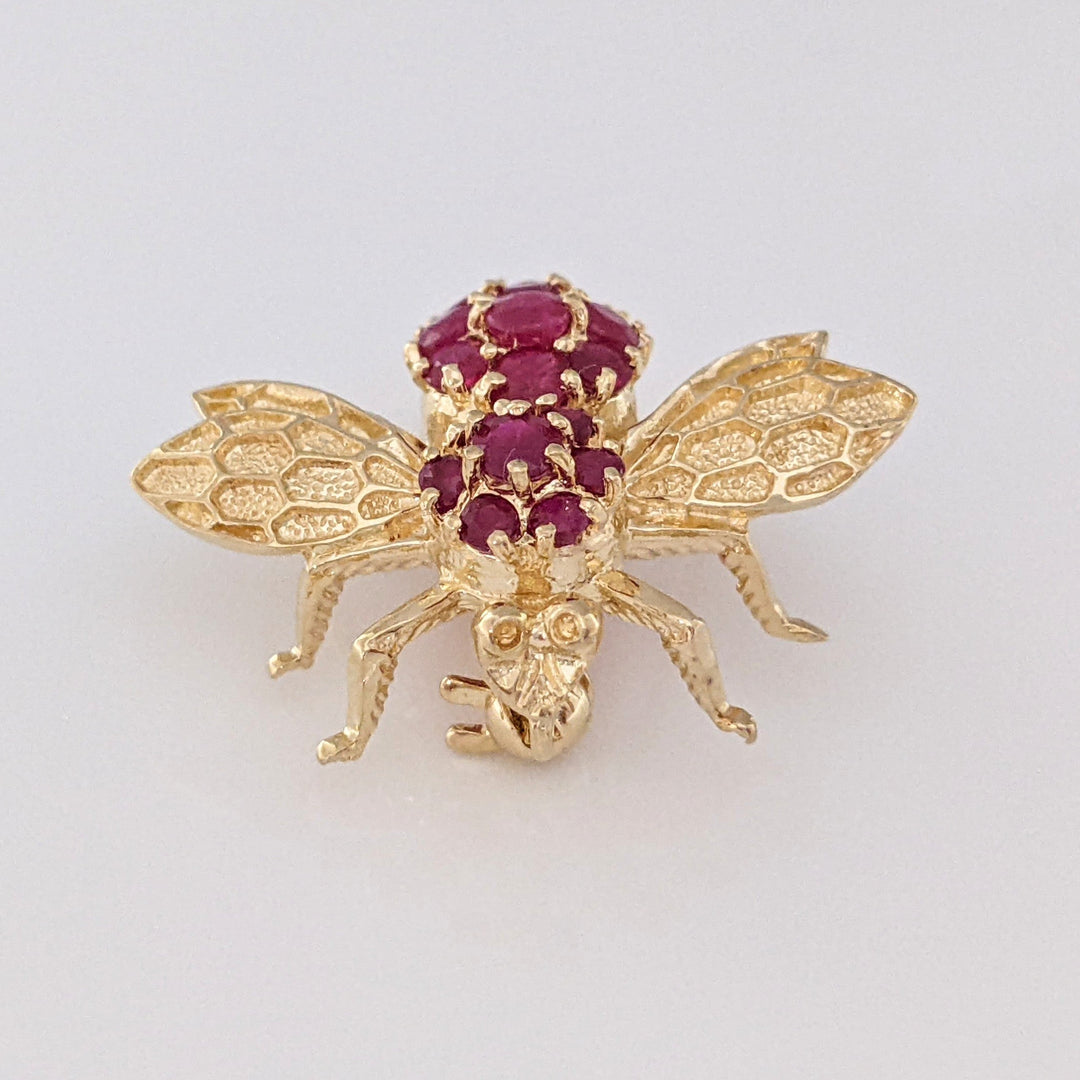 14K RUBY ROUND (20) BEE ESTATE PIN 3.7 GRAMS
