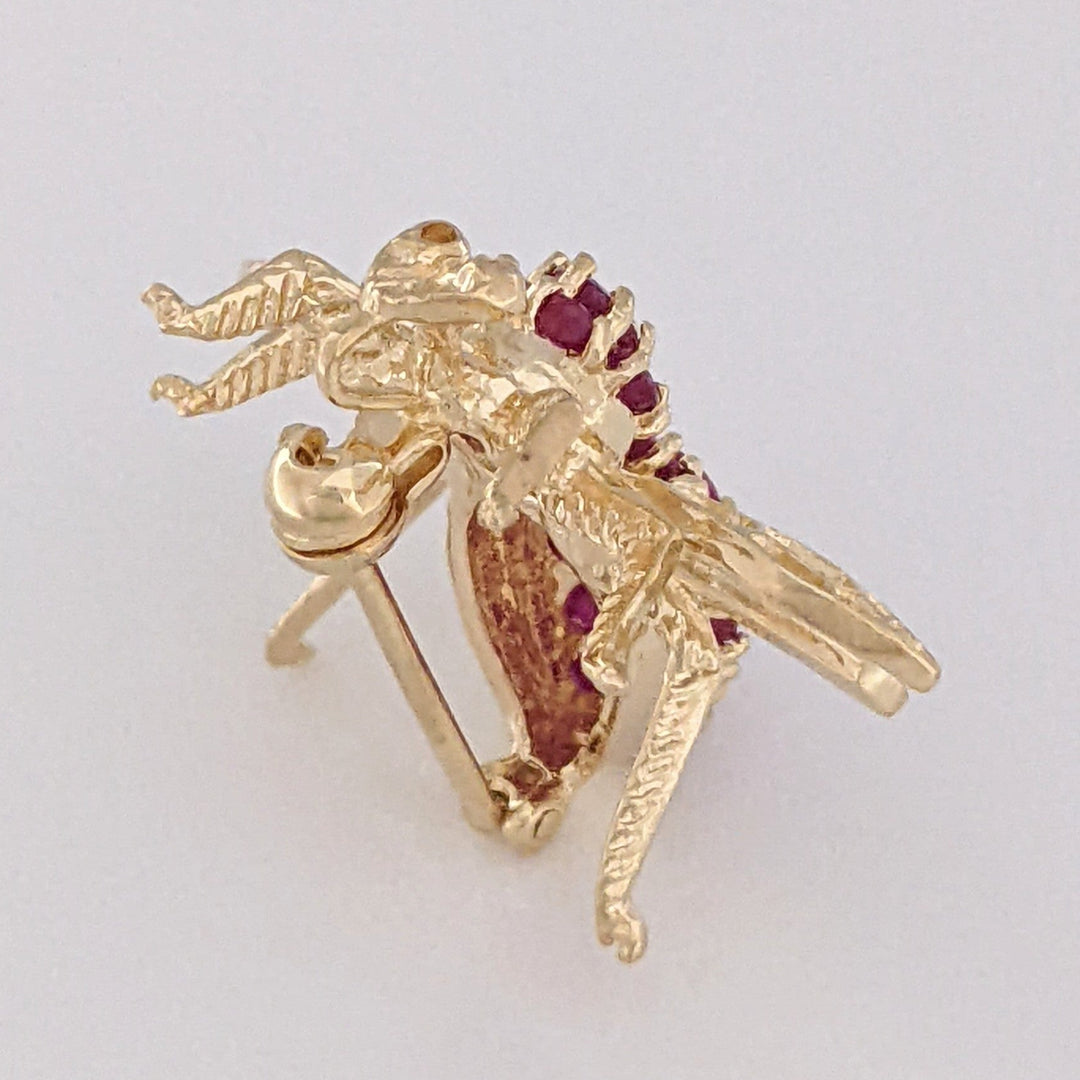 14K RUBY ROUND (20) BEE ESTATE PIN 3.7 GRAMS