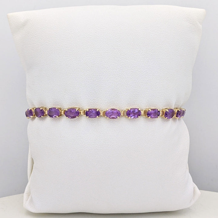 14K AMETHYST OVAL (22) 4X6 ESTATE BRACELET 6.1 GRAMS