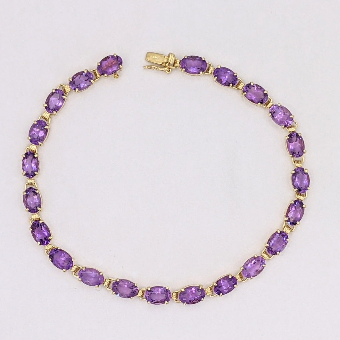 14K AMETHYST OVAL (22) 4X6 ESTATE BRACELET 6.1 GRAMS