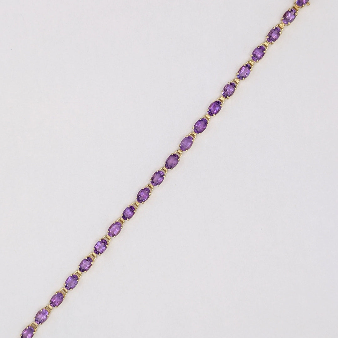 14K AMETHYST OVAL (22) 4X6 ESTATE BRACELET 6.1 GRAMS