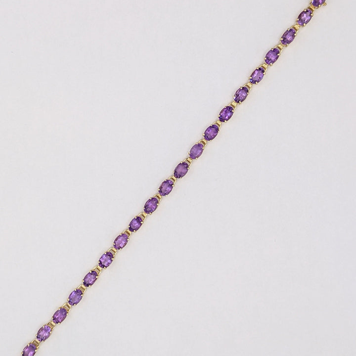 14K AMETHYST OVAL (22) 4X6 ESTATE BRACELET 6.1 GRAMS