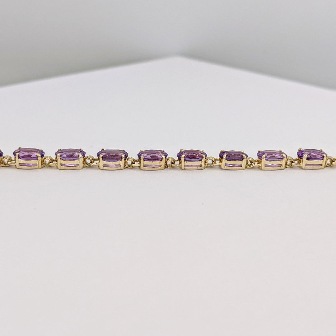 14K AMETHYST OVAL (22) 4X6 ESTATE BRACELET 6.1 GRAMS