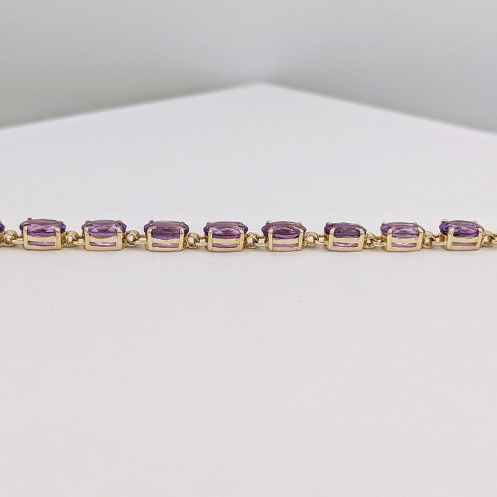 14K AMETHYST OVAL (22) 4X6 ESTATE BRACELET 6.1 GRAMS
