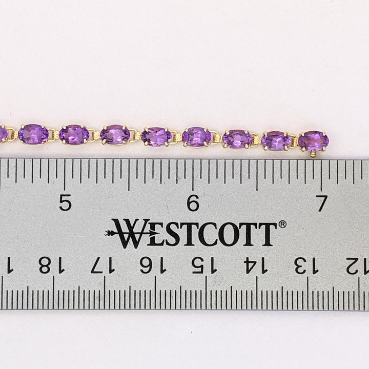 14K AMETHYST OVAL (22) 4X6 ESTATE BRACELET 6.1 GRAMS