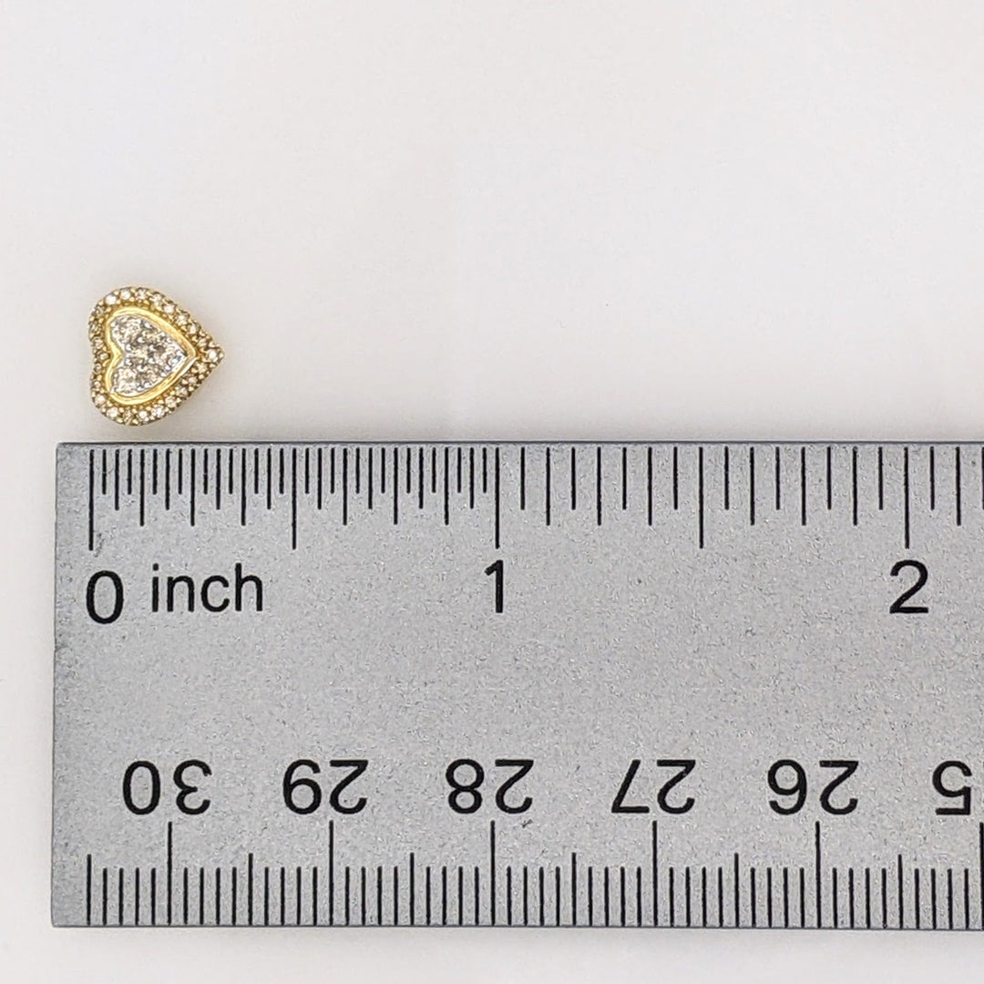 10K TWO-TONE DIAMOND ROUND MULTI-CLUSTER ESTATE HEART EARRINGS 1.7 GRAMS