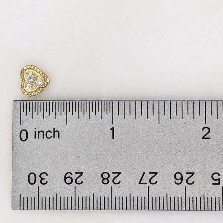 10K TWO-TONE DIAMOND ROUND MULTI-CLUSTER ESTATE HEART EARRINGS 1.7 GRAMS