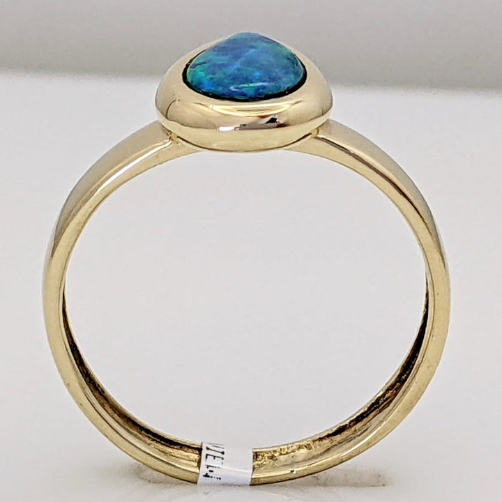 14K DOUBLET OPAL PEAR 5X8 BEZEL ESTATE RING 1.7 GRAMS