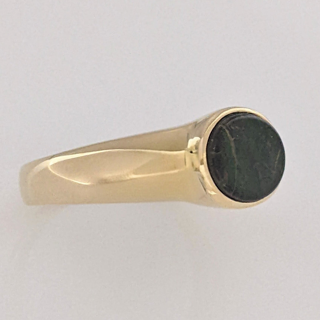 14K AMMOLITE OVAL 7X9 BEZEL ESTATE RING 4.6 GRAMS