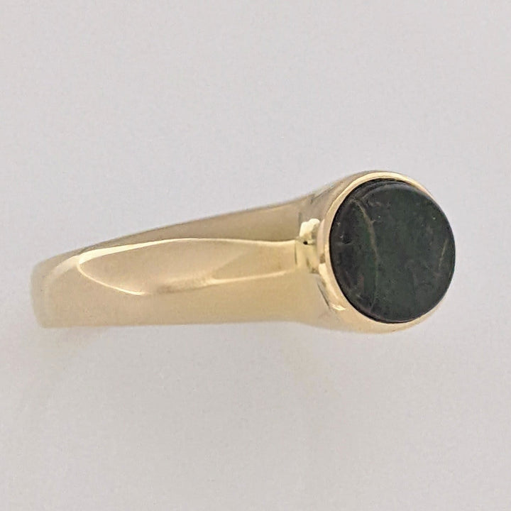 14K AMMOLITE OVAL 7X9 BEZEL ESTATE RING 4.6 GRAMS