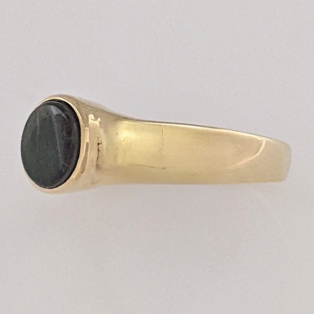 14K AMMOLITE OVAL 7X9 BEZEL ESTATE RING 4.6 GRAMS