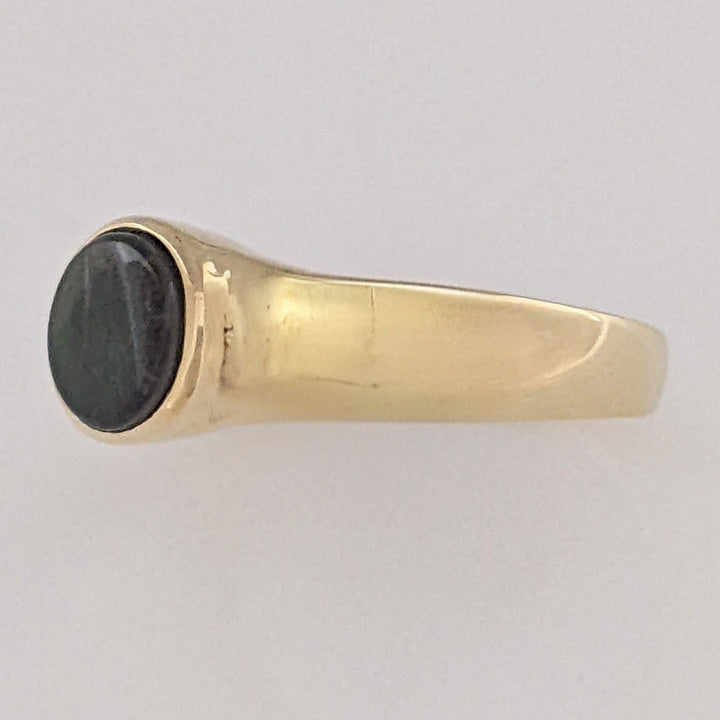 14K AMMOLITE OVAL 7X9 BEZEL ESTATE RING 4.6 GRAMS
