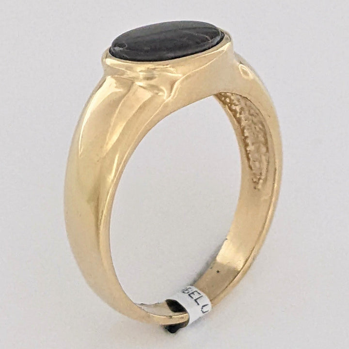 14K AMMOLITE OVAL 7X9 BEZEL ESTATE RING 4.6 GRAMS