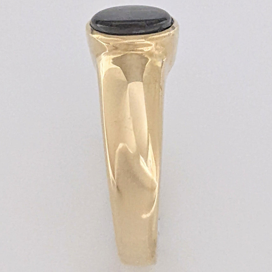 14K AMMOLITE OVAL 7X9 BEZEL ESTATE RING 4.6 GRAMS