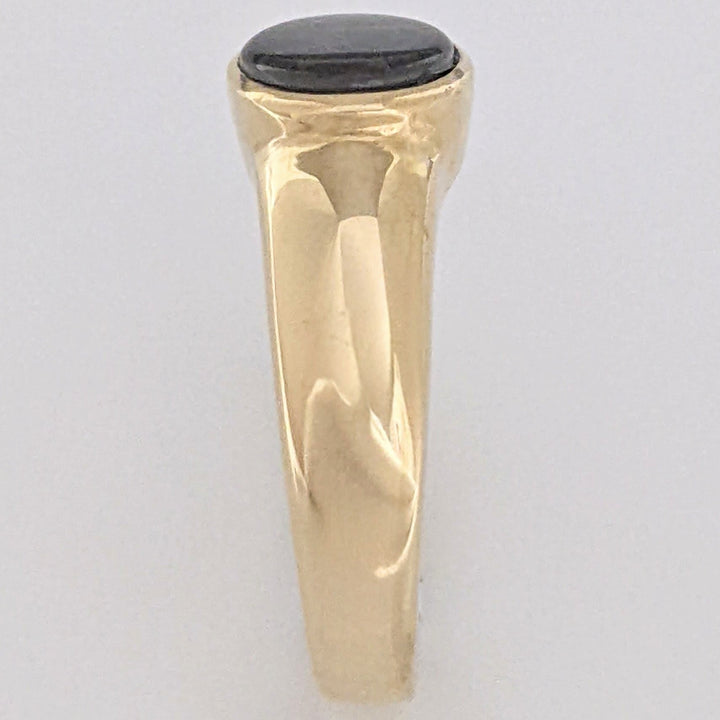 14K AMMOLITE OVAL 7X9 BEZEL ESTATE RING 4.6 GRAMS