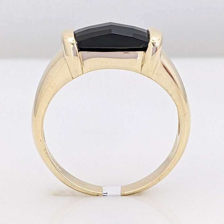 14K ONYX 5X10 CHECKERBOARD EAST/WEST ESTATE RING 4.0 GRAMS