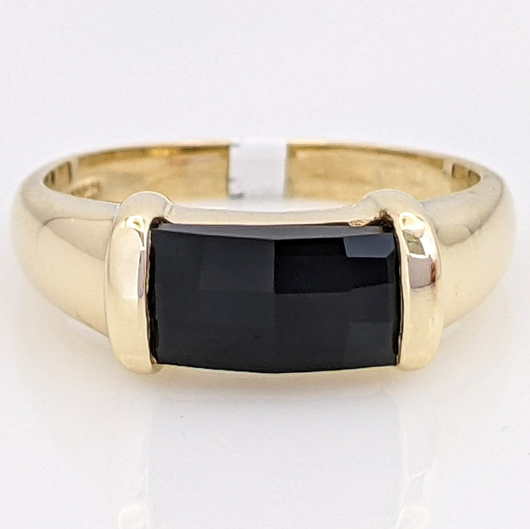 14K ONYX 5X10 CHECKERBOARD EAST/WEST ESTATE RING 4.0 GRAMS