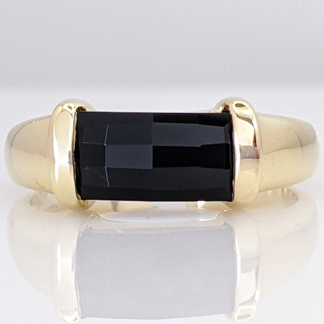 14K ONYX 5X10 CHECKERBOARD EAST/WEST ESTATE RING 4.0 GRAMS
