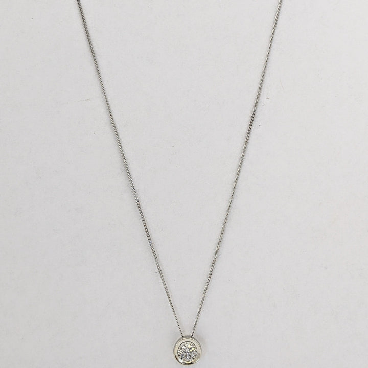 10K WHITE .23 CARAT TOTAL I1 H DIAMOND ROUND ILLUSION HEAD ESTATE PENDANT &amp; CHAIN 2.1 GRAMS