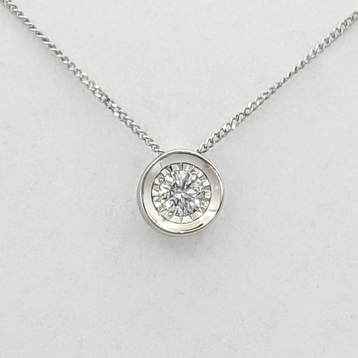 10K WHITE .23 CARAT TOTAL I1 H DIAMOND ROUND ILLUSION HEAD ESTATE PENDANT &amp; CHAIN 2.1 GRAMS