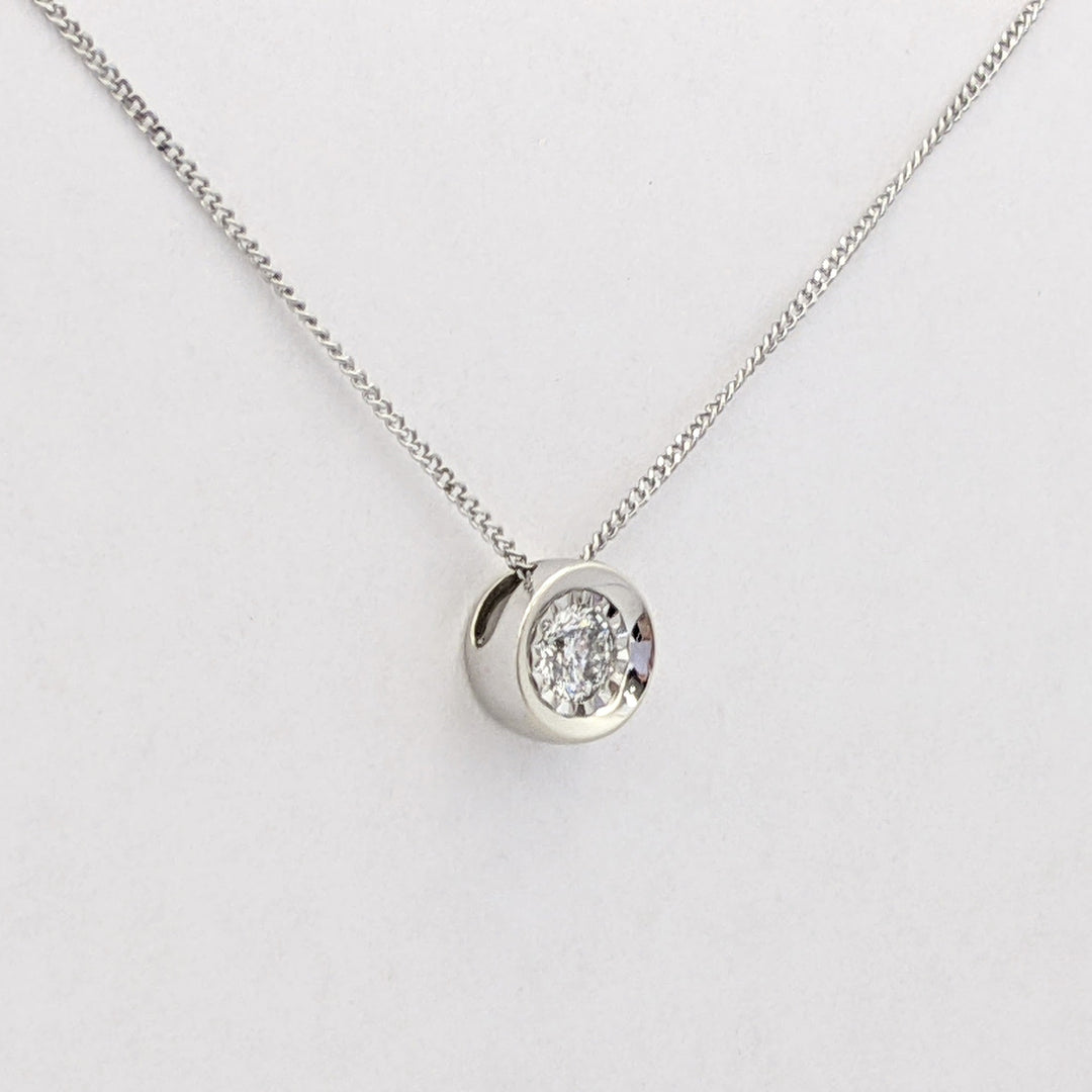 10K WHITE .23 CARAT TOTAL I1 H DIAMOND ROUND ILLUSION HEAD ESTATE PENDANT &amp; CHAIN 2.1 GRAMS