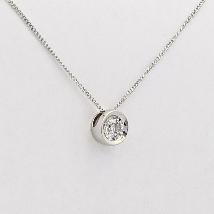 10K WHITE .23 CARAT TOTAL I1 H DIAMOND ROUND ILLUSION HEAD ESTATE PENDANT &amp; CHAIN 2.1 GRAMS