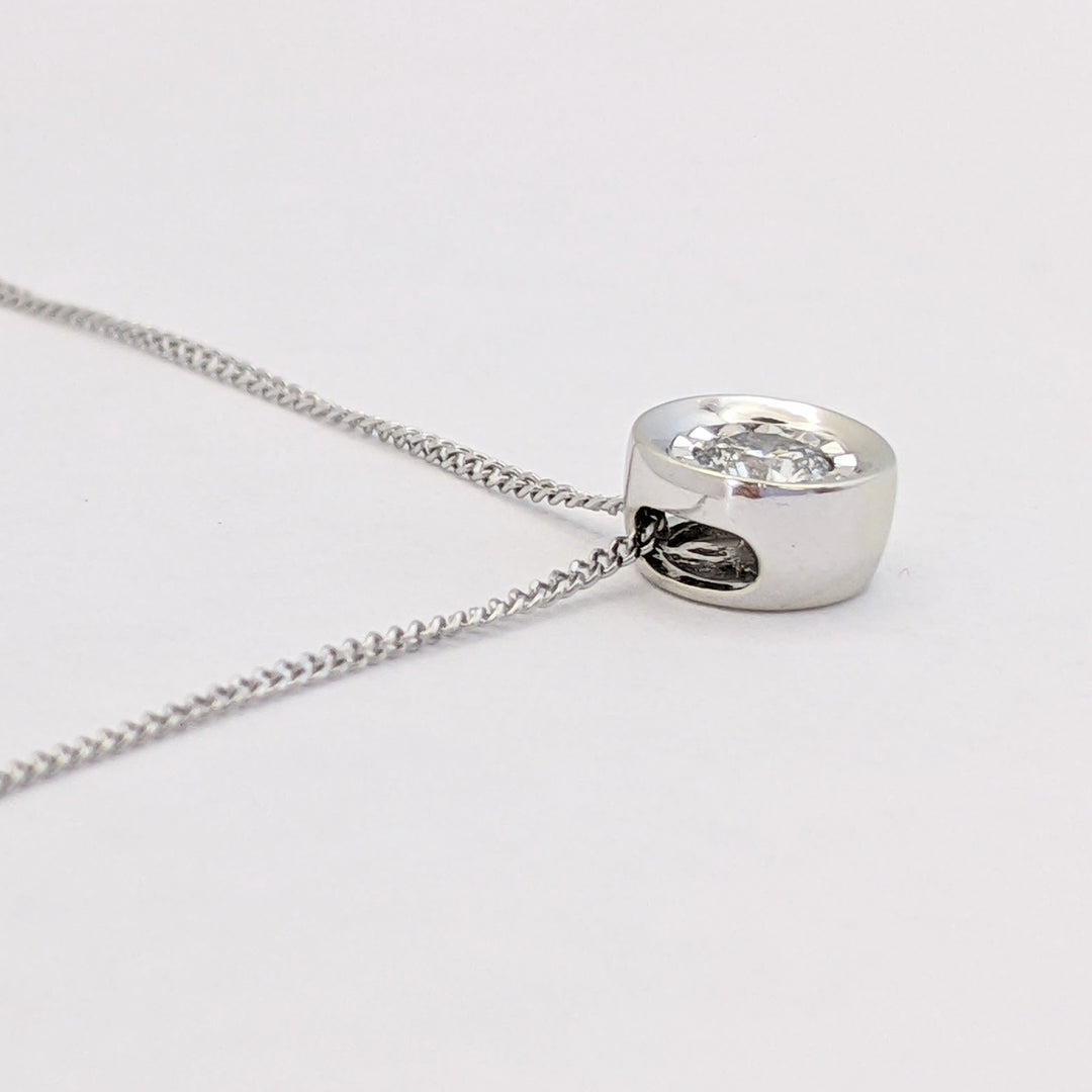 10K WHITE .23 CARAT TOTAL I1 H DIAMOND ROUND ILLUSION HEAD ESTATE PENDANT &amp; CHAIN 2.1 GRAMS