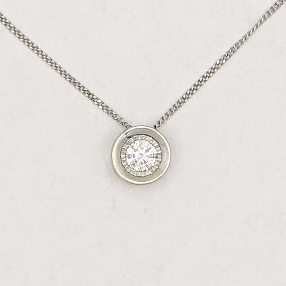 10K WHITE .23 CARAT TOTAL I1 H DIAMOND ROUND ILLUSION HEAD ESTATE PENDANT &amp; CHAIN 2.1 GRAMS