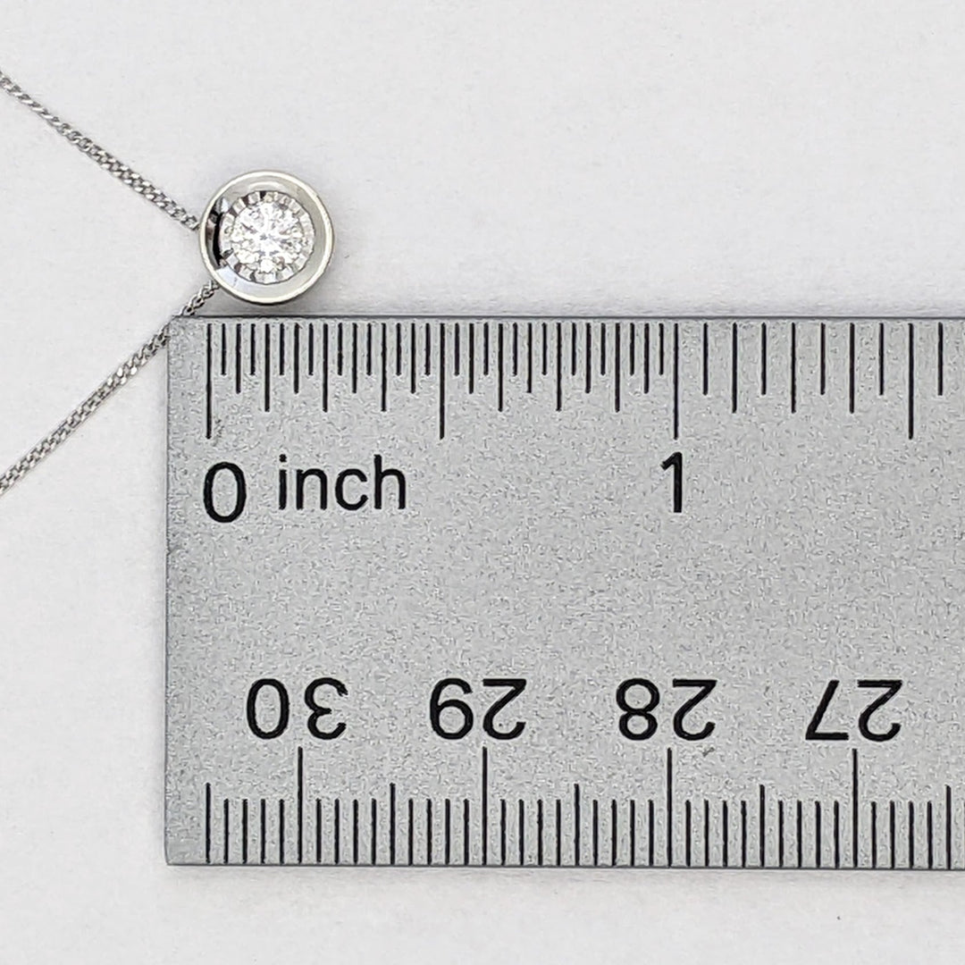 10K WHITE .23 CARAT TOTAL I1 H DIAMOND ROUND ILLUSION HEAD ESTATE PENDANT &amp; CHAIN 2.1 GRAMS