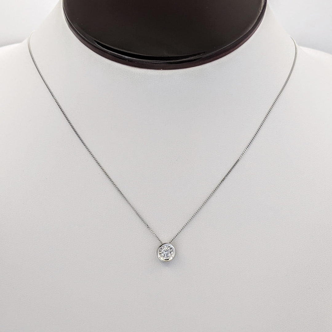 10K WHITE .23 CARAT TOTAL I1 H DIAMOND ROUND ILLUSION HEAD ESTATE PENDANT &amp; CHAIN 2.1 GRAMS