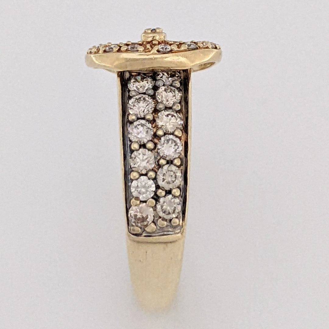 14K .72 CARAT TOTAL WEIGHT I1 WHITE/BROWN ROUND DIAMOND BUCKLE ESTATE RING 3.6 GRAMS